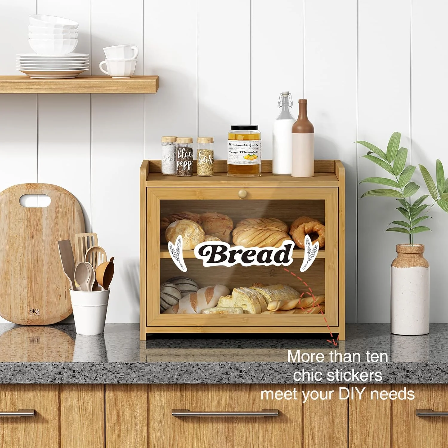 Goozii Bamboo Bread Box for Kitchen Countertop image 4