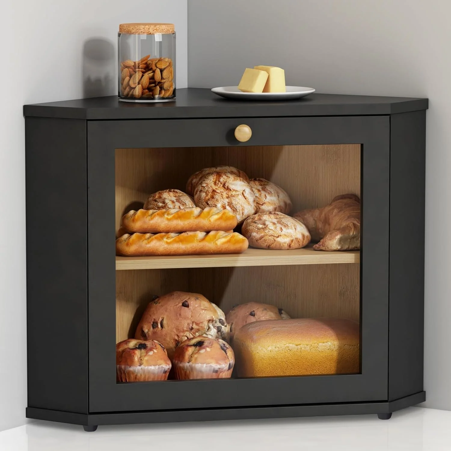 Goozii Corner Bread Box for Kitchen Countertop image 1