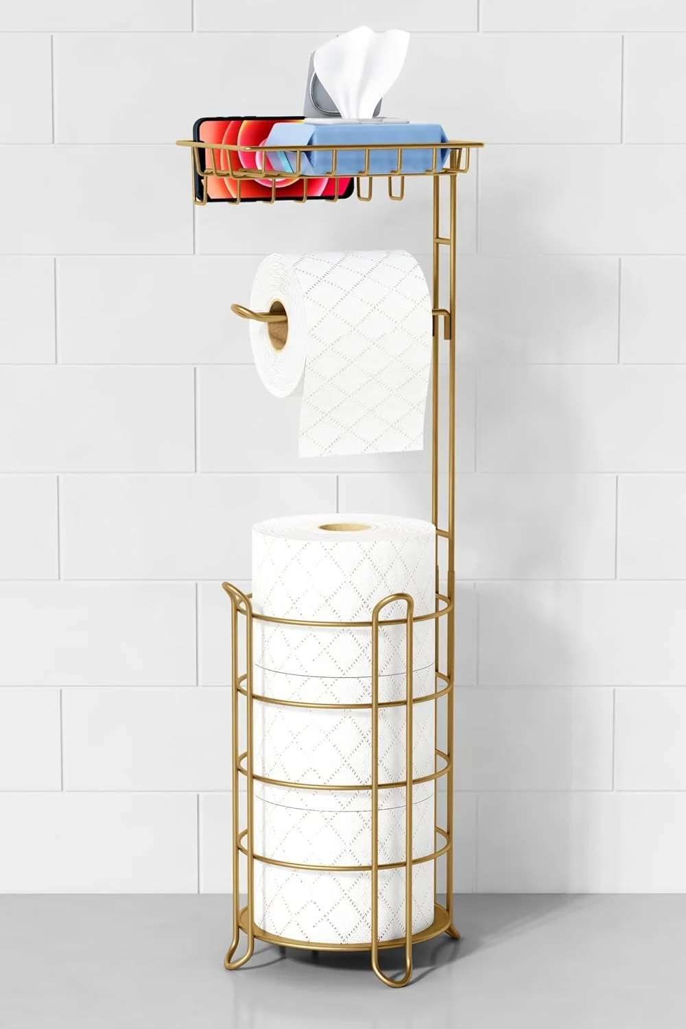 Goozii Gold Free Standing Toilet Paper Holder Stand image 1