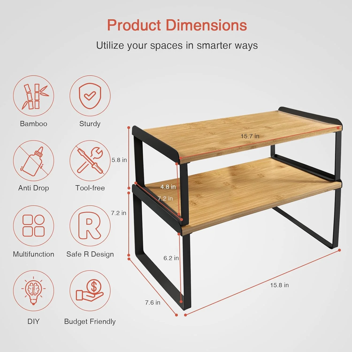 Goozii Kitchen Cabinet Organizer Shelf Set of 4 image 7