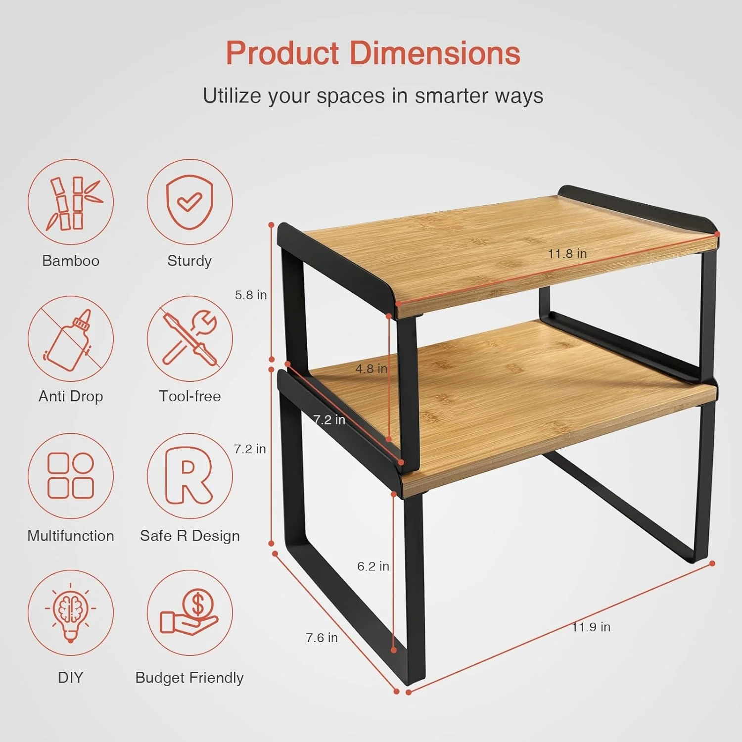 Goozii Kitchen Cabinet Organizer Shelves Set of 4 image 6