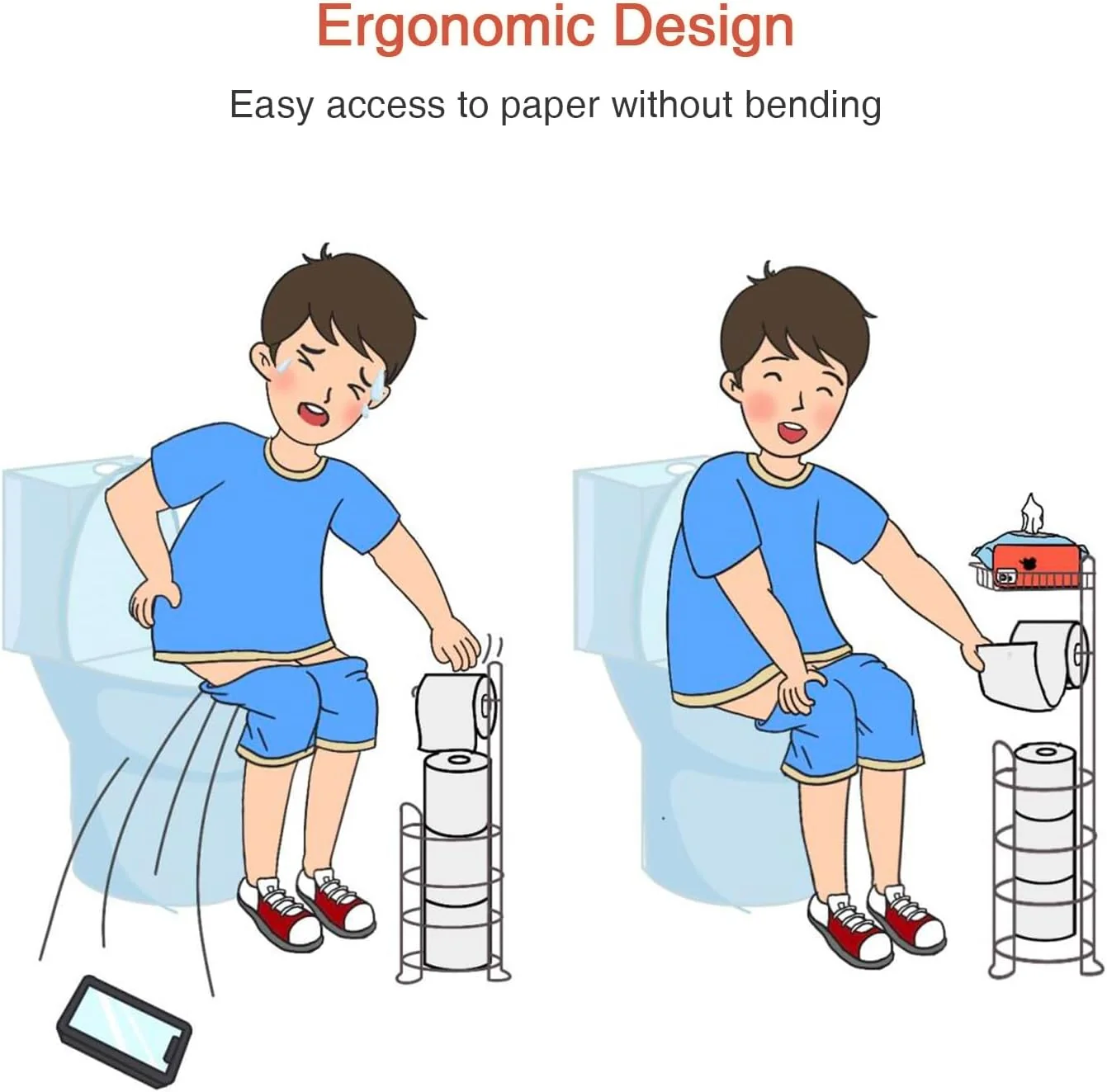 Goozii Gold Free Standing Toilet Paper Holder Stand image 6