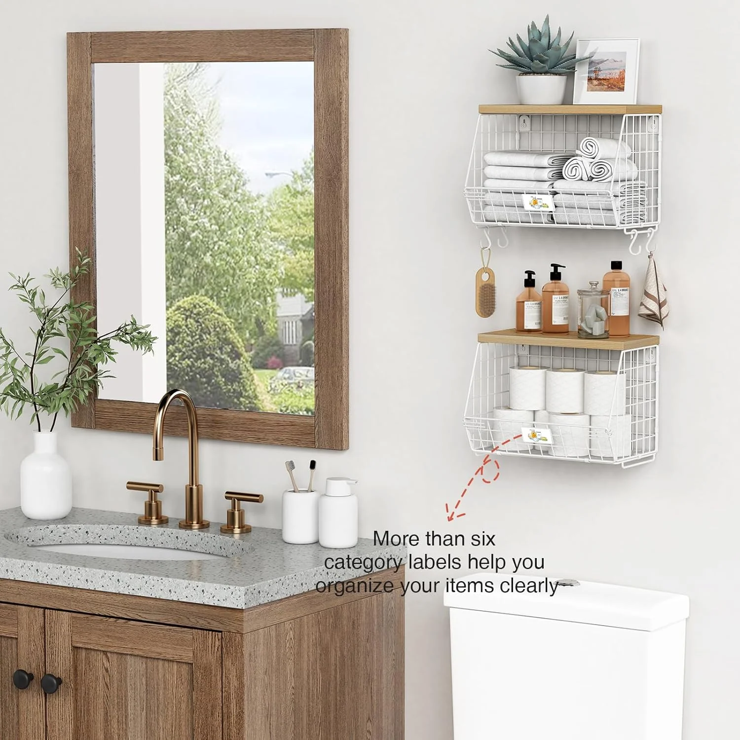 Goozii White Fruit Storage Basket for Kitchen Counter Set image 4