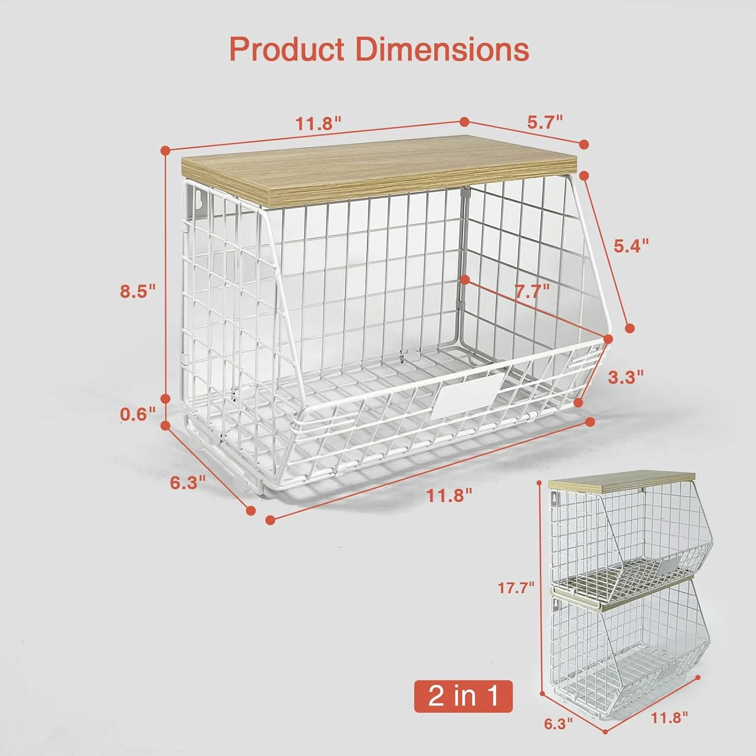 Goozii White Fruit Storage Basket for Kitchen Counter Set image 7