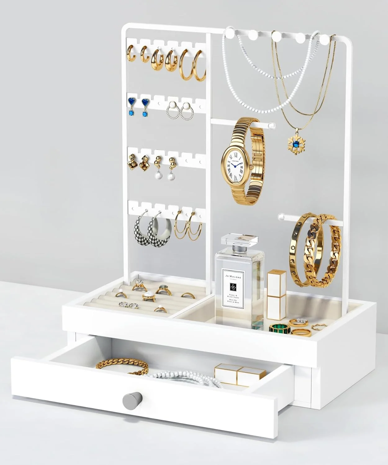 Goozii White Jewelry Organizer Stand Stud Earring Holder image 1