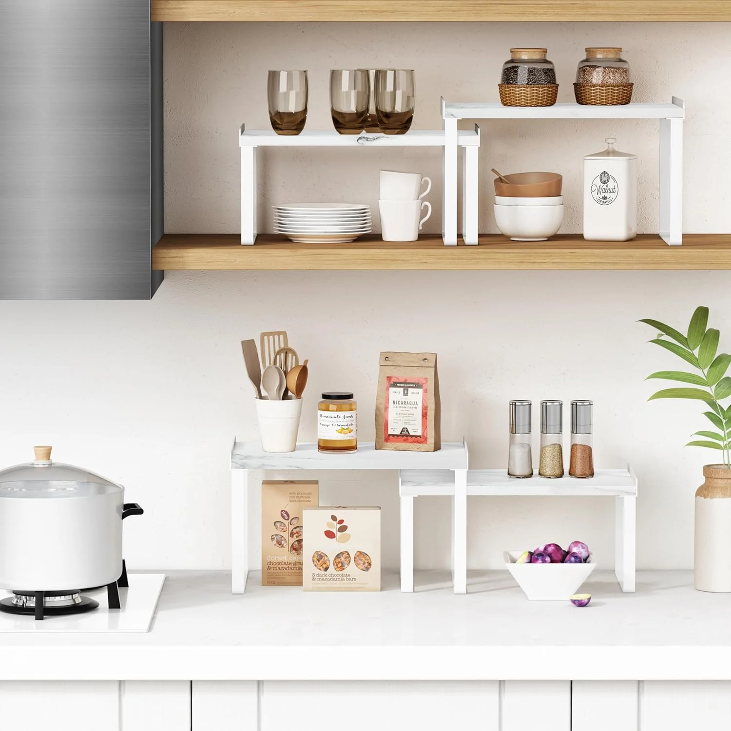 Goozii White Marble Kitchen Counter Shelf Organizer image 3