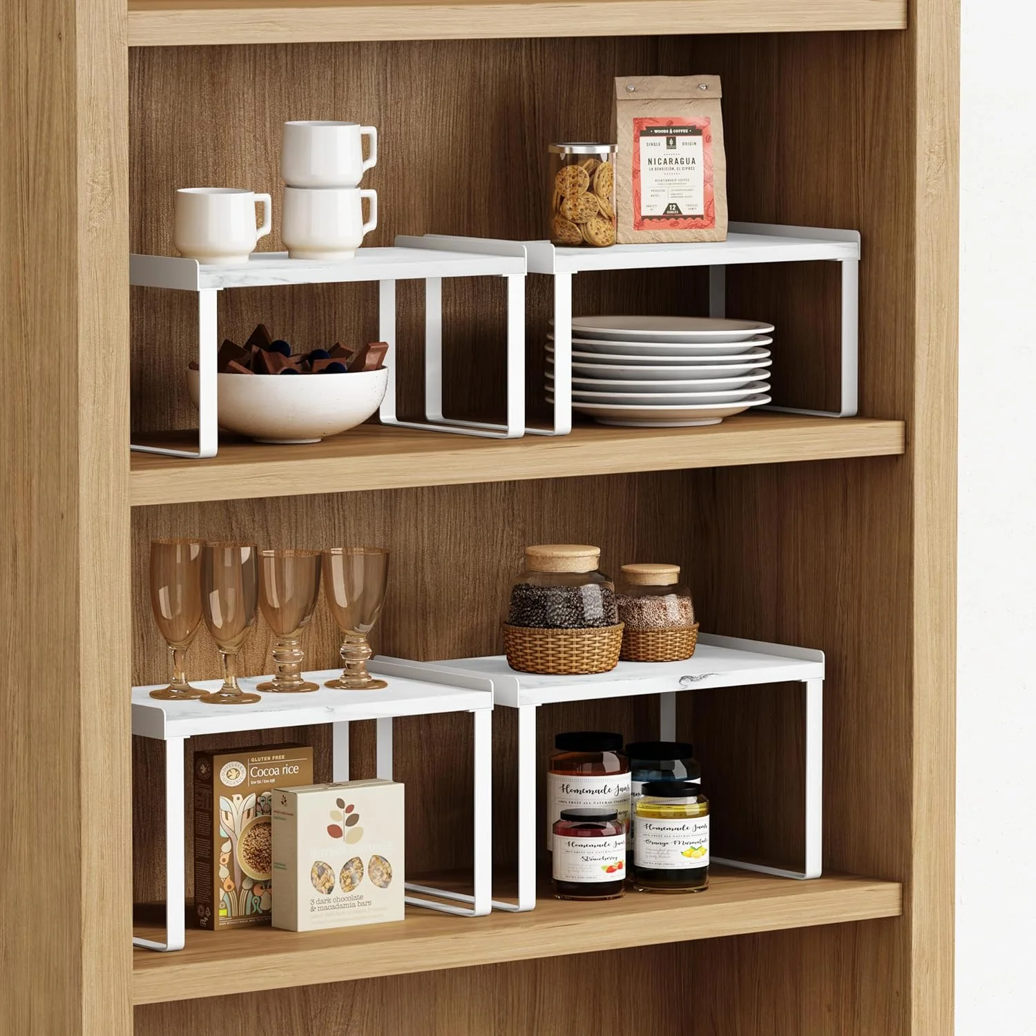 Goozii White Marble Kitchen Counter Shelf Organizer image 4